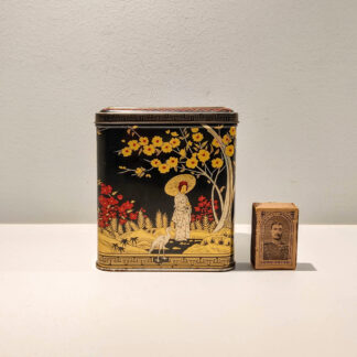 Vintage tedåse med japanske motiver