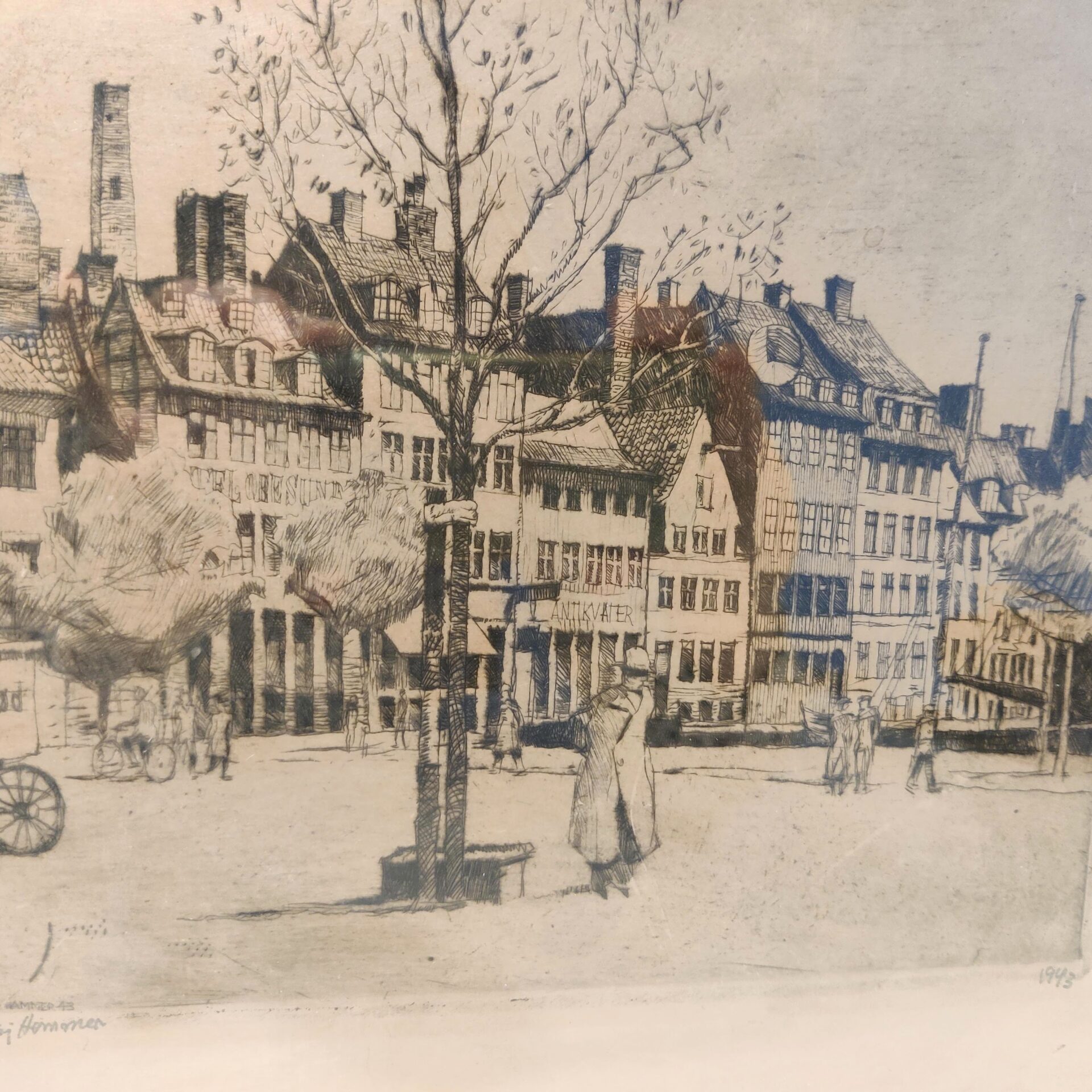 Radering af Nicolaj Hammer: "Nyhavn huse, 1943" - Billede 3